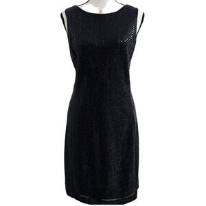 VTG 90s Y2K Black Sparkle Sequin Mini Dress Sz 10 Elegant Romantic Whimsical